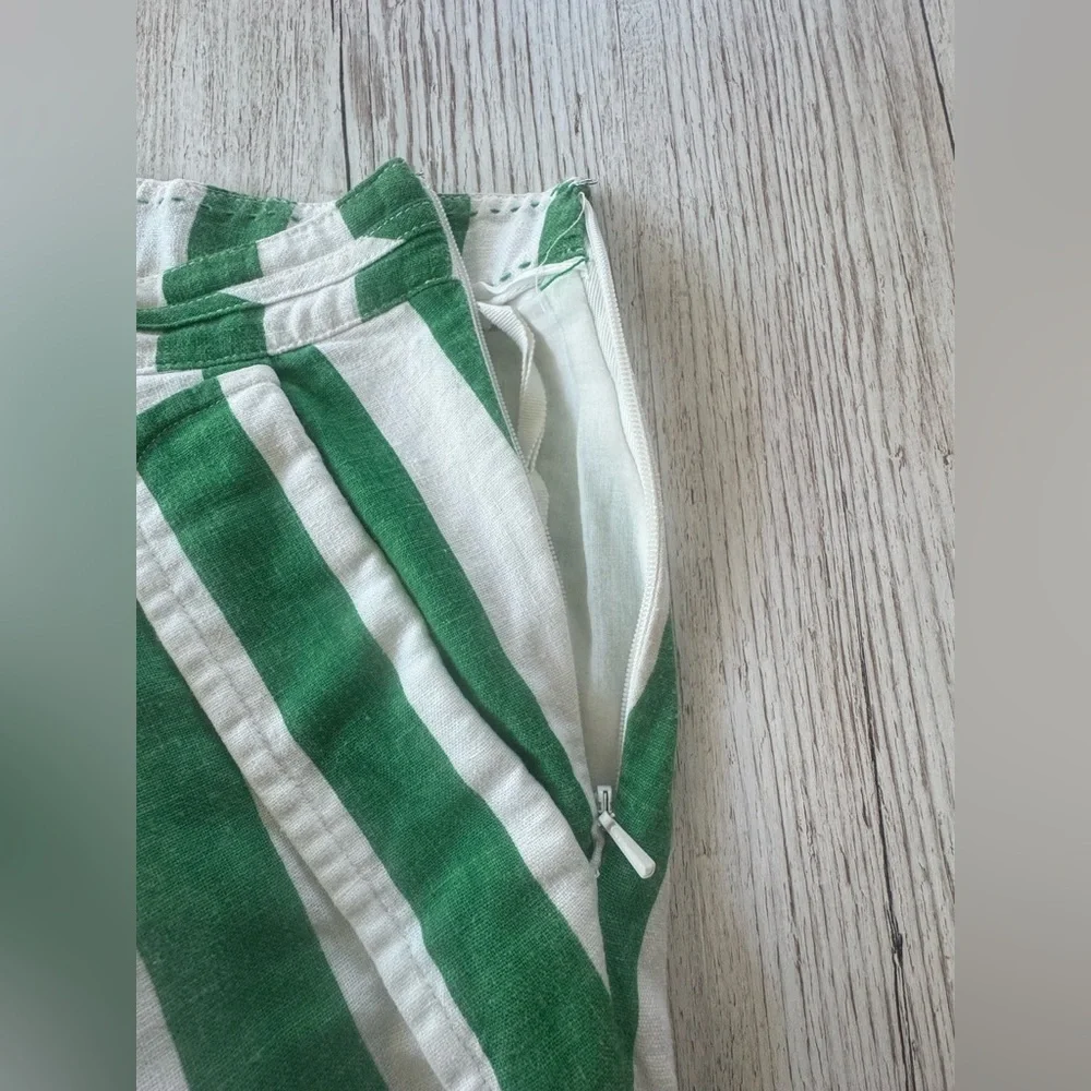 9-H15 STCL by Anthropologie A-Line Skirt Pockets Chevron Print Green/White 6